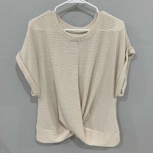 Beige waffle knit blouse